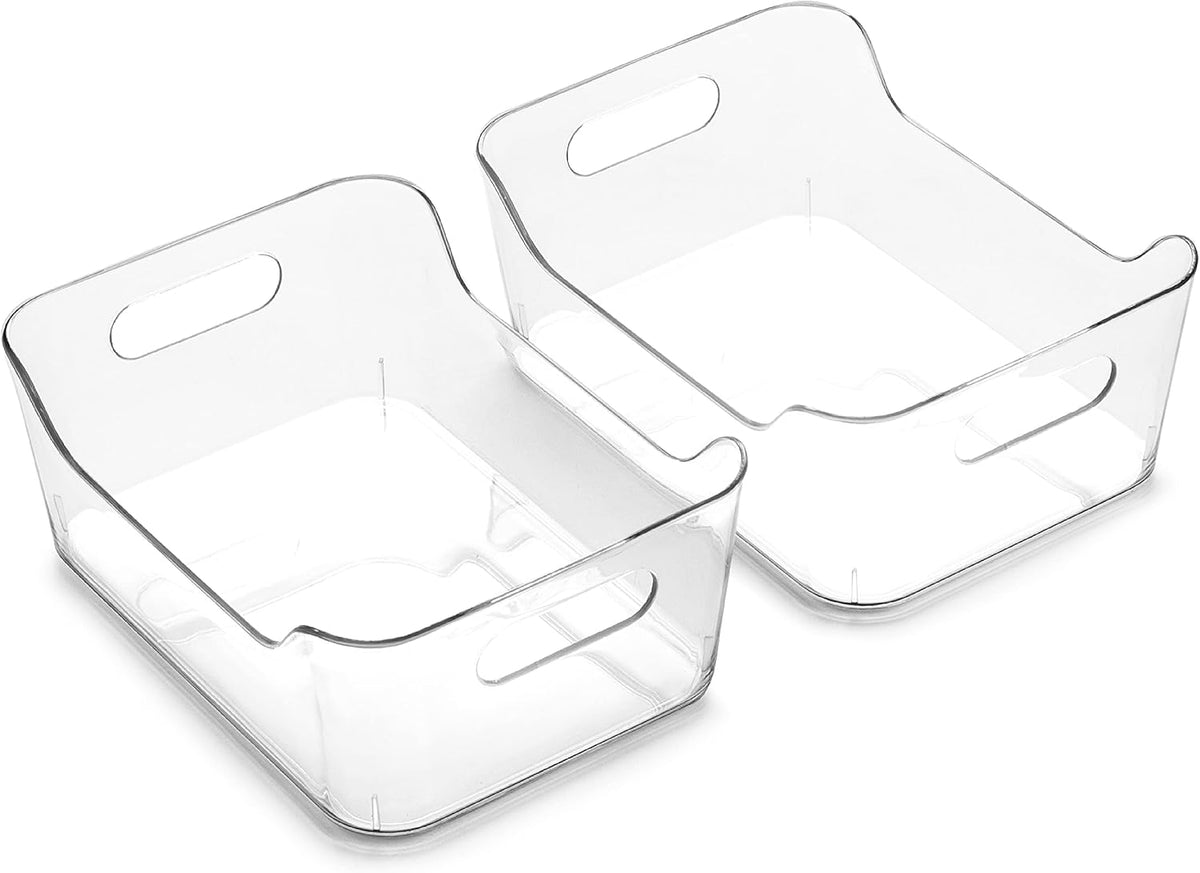 BINO | Plastic Storage Bins, Small - 2 Pack, Clear | THE SOHO COLLECTION | Pantry Organizers and