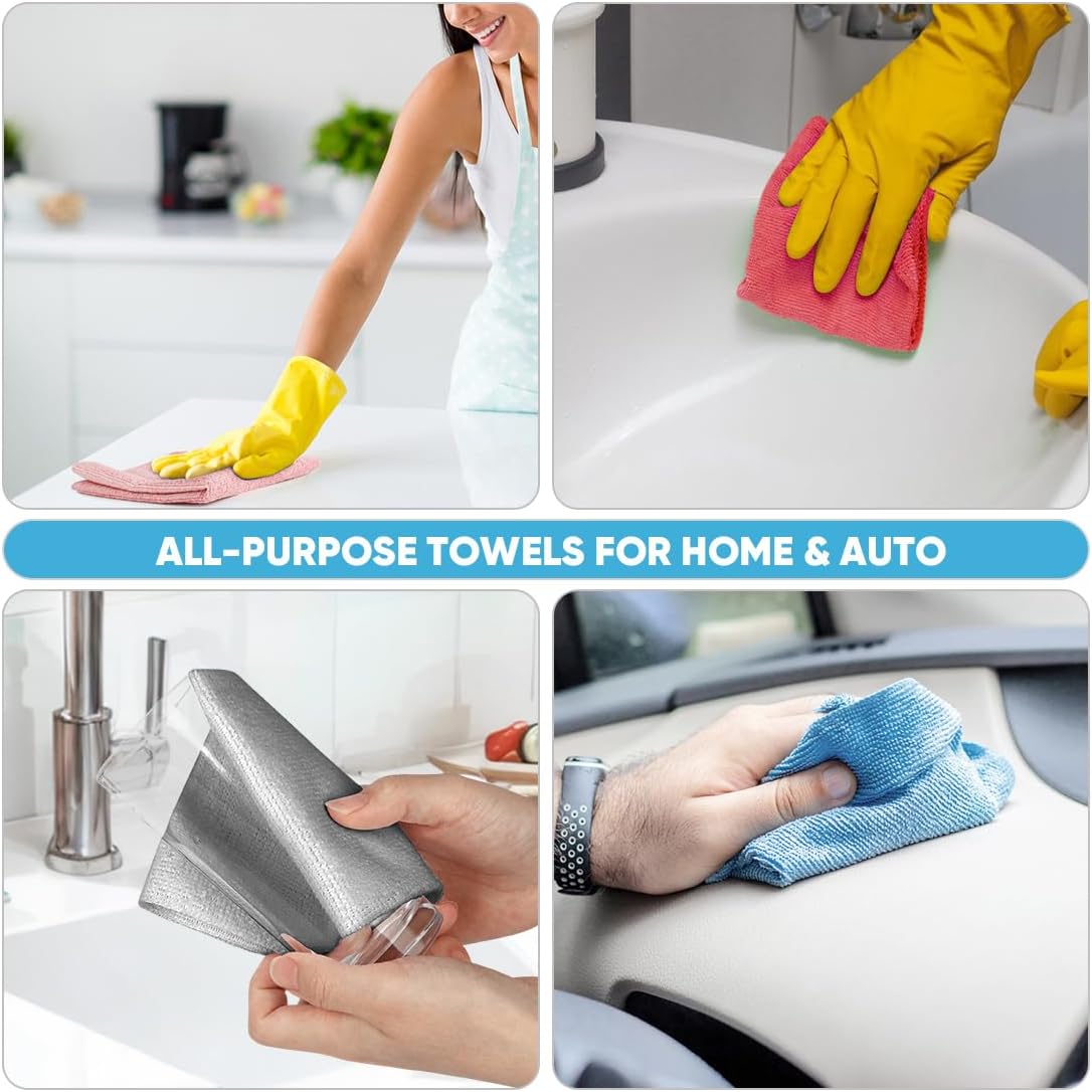 AIDEA Microfiber Cleaning Cloth Roll, 50PK Red, Reusable Paper Towels Tear Away Cloth, Microfiber
