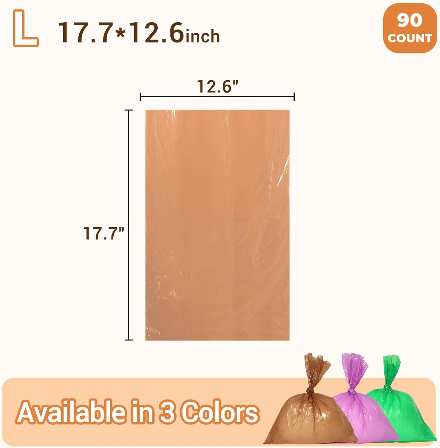 Odor Sealing Small Trash Bags Home & Food Use L-90 Count Disposable Bags, Durable and Unscented