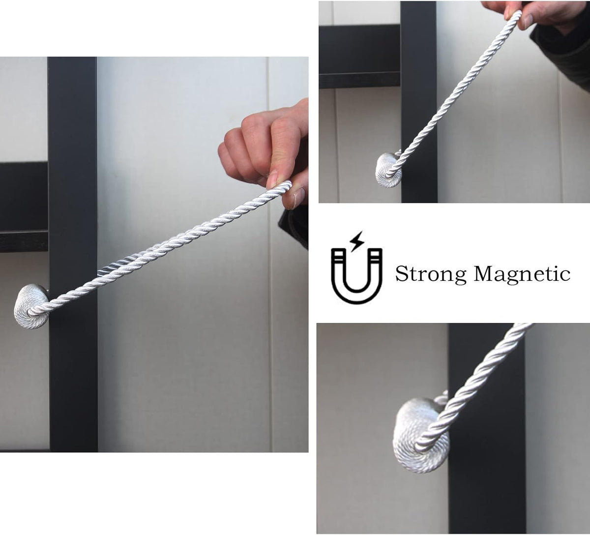 Magnetic Curtain Tiebacks 4 Pack White Curtain Rope Tieback Curtain Holders for Drapes Modern Tie