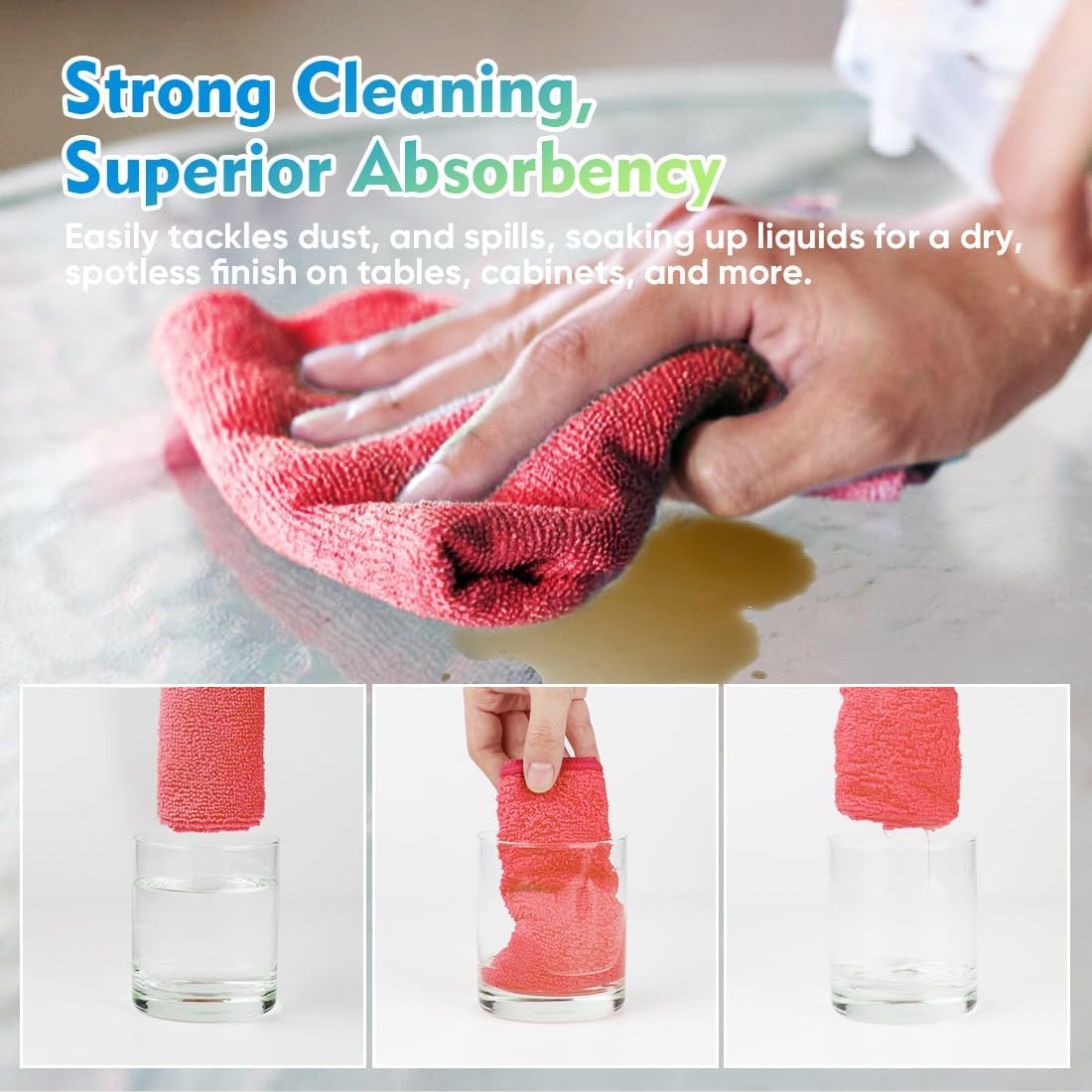 HOMEXCEL Red Microfiber Cleaning Cloth 12 Pack, 12.5 x 12.5 inch Microfiber Towels for Cars, Ultra