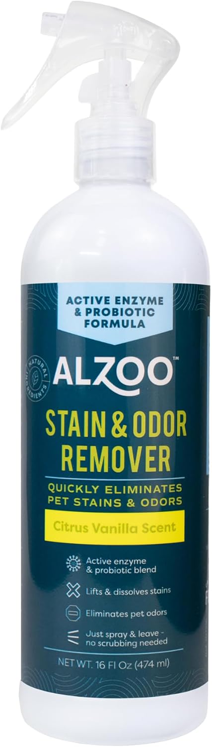 ALZOO Stain & Odor Remover, Quickly Lifts & Dissolves Pet Stains & Helps Eliminate Odors, 100%