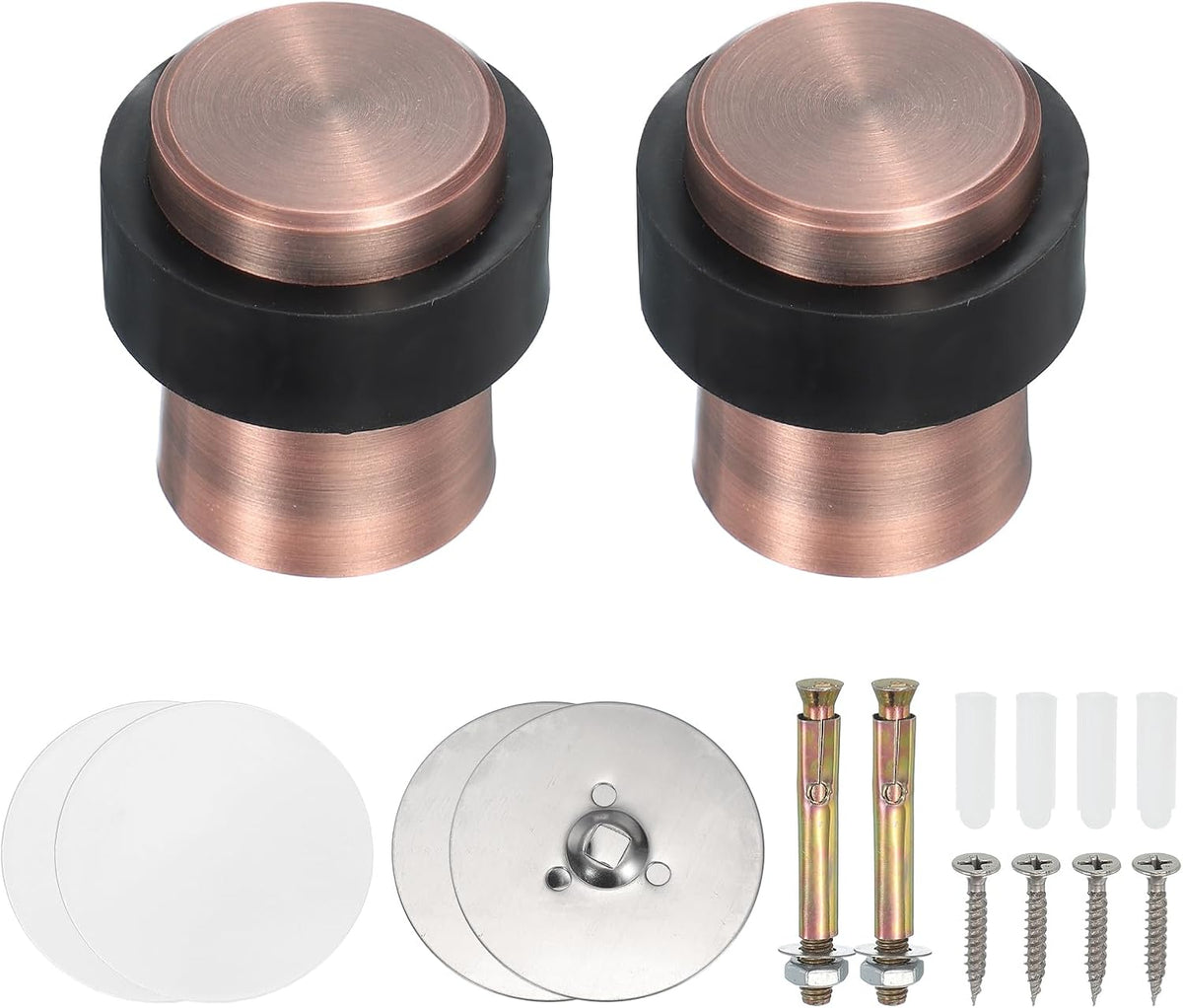PATIKIL 2Set Round Door Stoppers, 46mm Stainless Steel Door Stop Doorstop Wedge Metal Cylinder Self