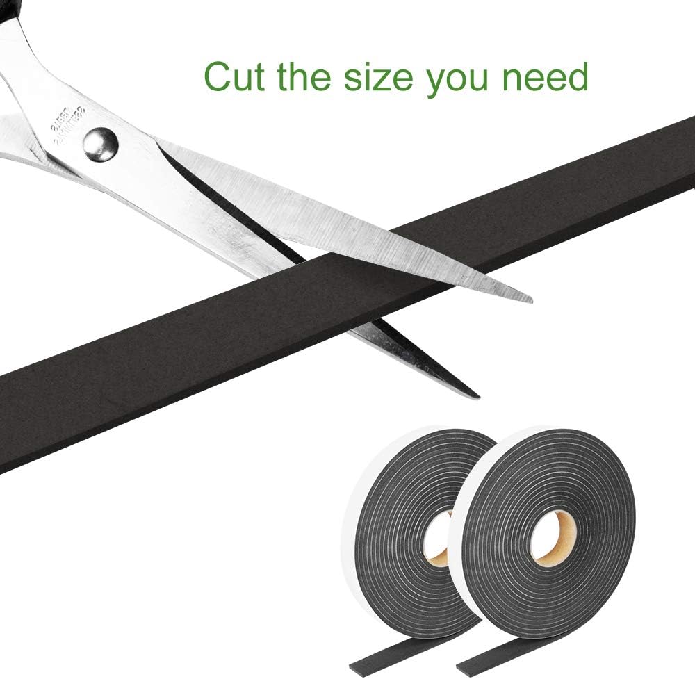 2 Rolls Foam Seal Tape for Door Window Seal Insulation, 3/4in Wx1/8in T Soundproof and Shockproof