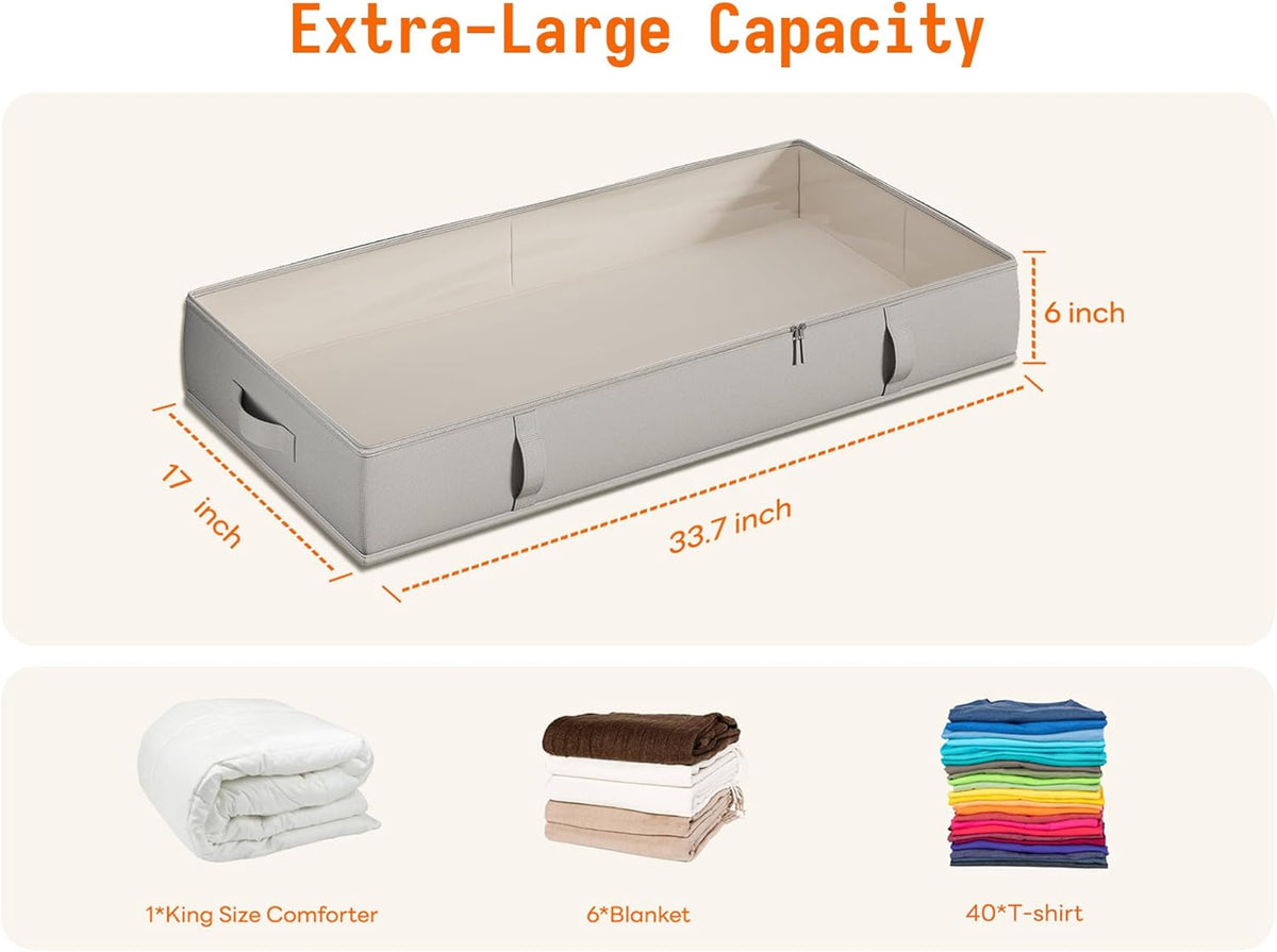Vailando Under Bed Storage Containers, Underbed Storage Bins, 6 Inches Tall Clothes Storage Box