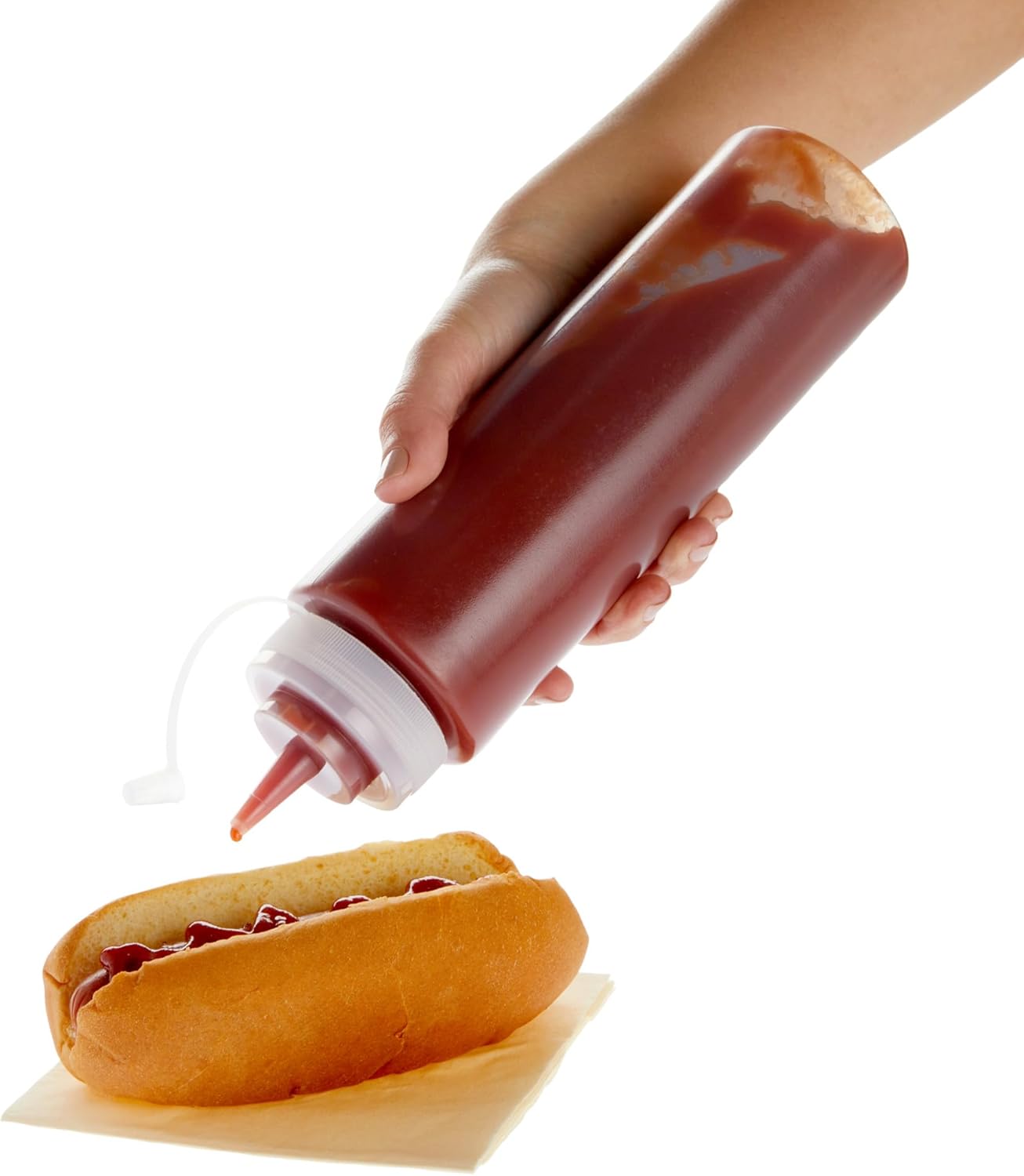 Stockroom Plus Condiment Squeeze Bottles - 24 oz, Clear, 6-Pack - Plastic Squeeze Bottle Set for