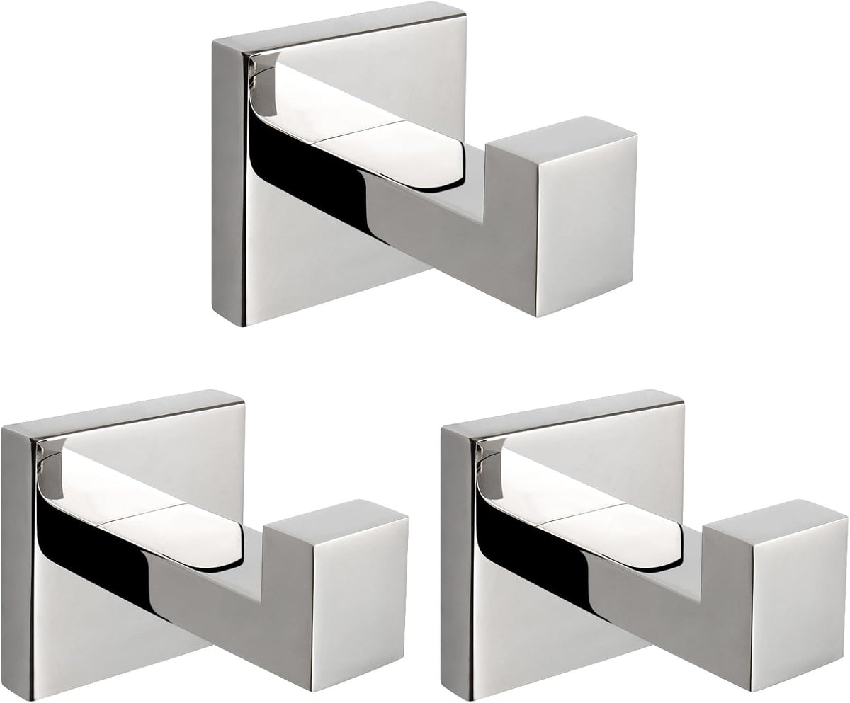 NearMoon Bath Towel Hooks -SUS304 Stainless Steel Square Clothes Robe Hooks Hanger, Heavy Duty Coat
