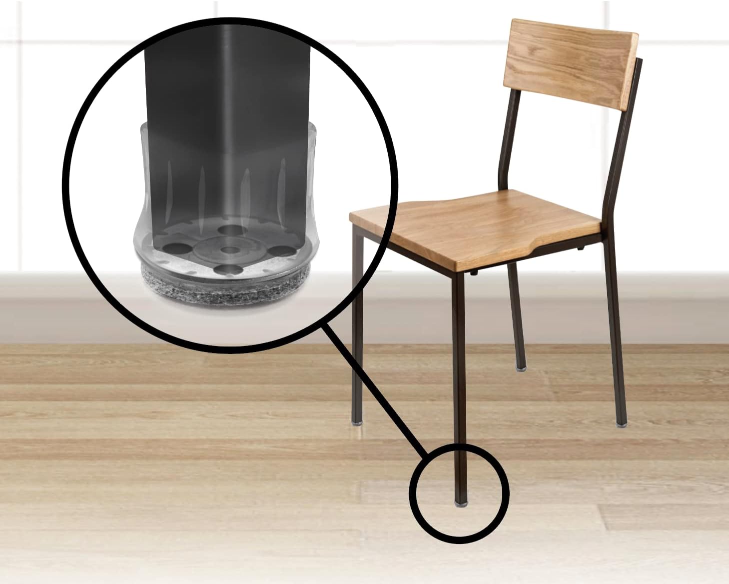 Slipstick GorillaFelt Chair Leg Floor Protectors for Hardwood Floors, Clear Sleeve Felt Pads for