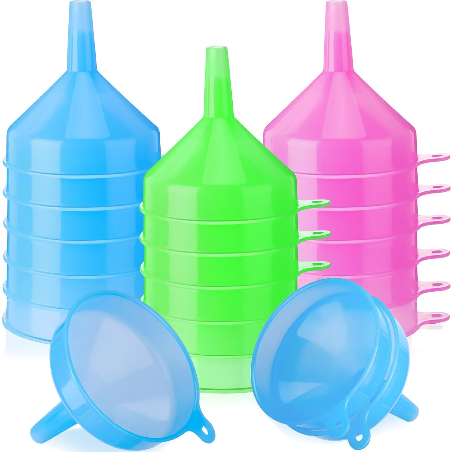 Honeydak 9 Pcs Multi-Purpose Plastic Funnels 4.7 Inch Wide Mouth Funnels for Filling Bottles, Jars