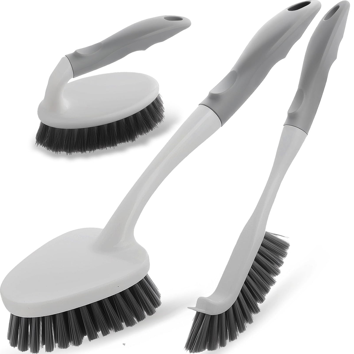 3 Pack Heavy Duty Scrub Brush Set for Household Use, Long Scrub Brush, Handheld Scrub Brush, and