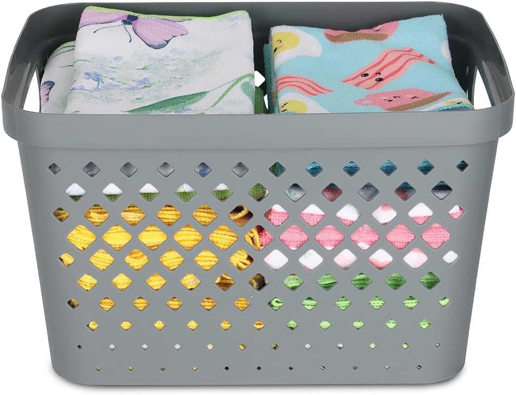 Glad Plastic Storage Basket Set, Value Pack of 6 | Open Storage Bins for Shelves, Bathroom, Pantry