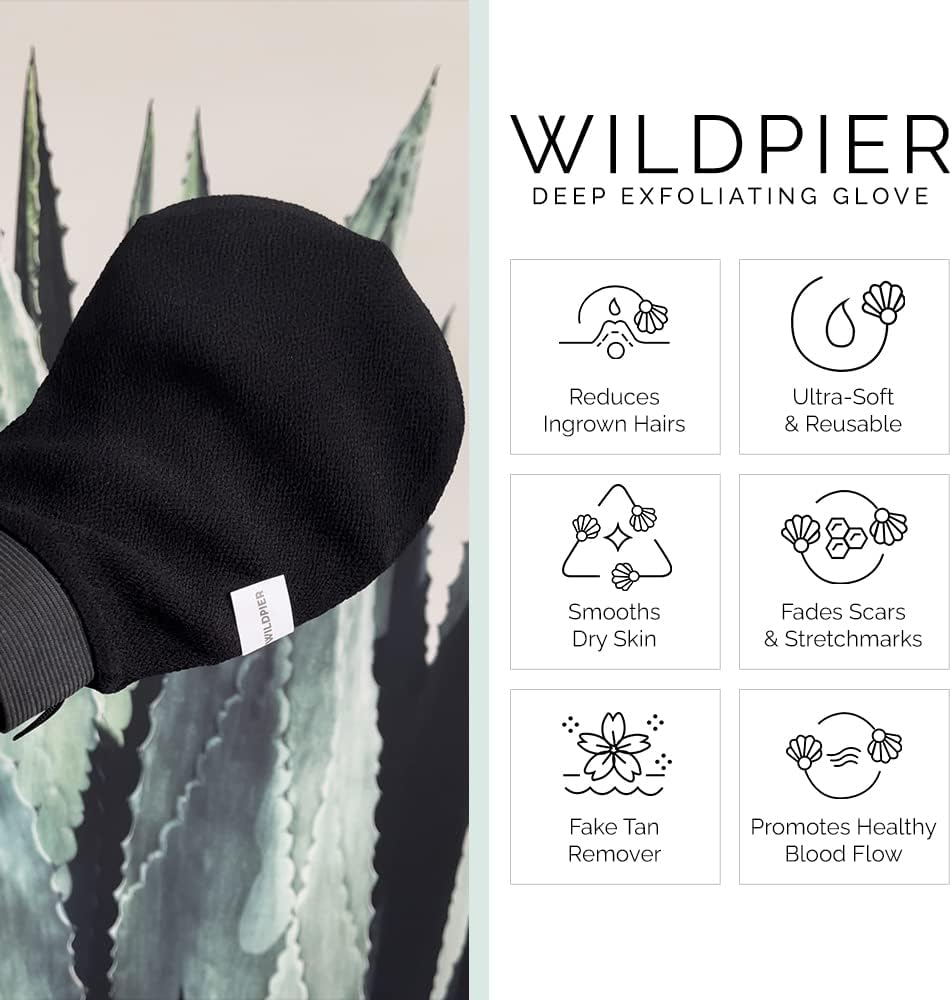 Wildpier Beauty Exfoliating Glove Luxe for Sensitive Skin Mitt Body Scrub for Bath Shower Spa Hand