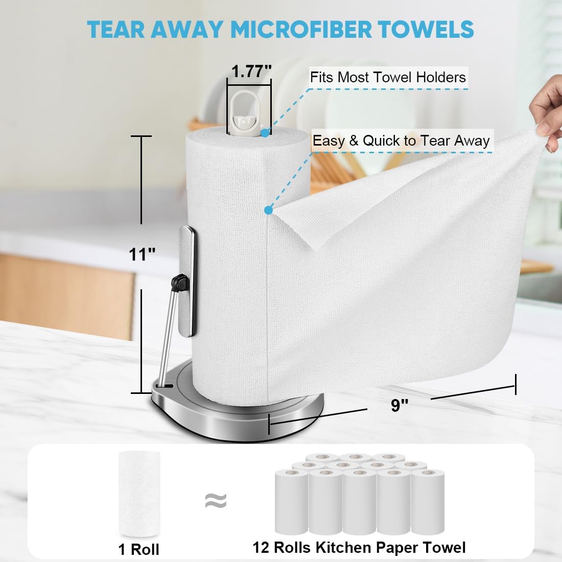 AIDEA Microfiber Cleaning Cloth White, Shop Rags 330 Sheets(6 Roll), Towels for Cars, Tear Away