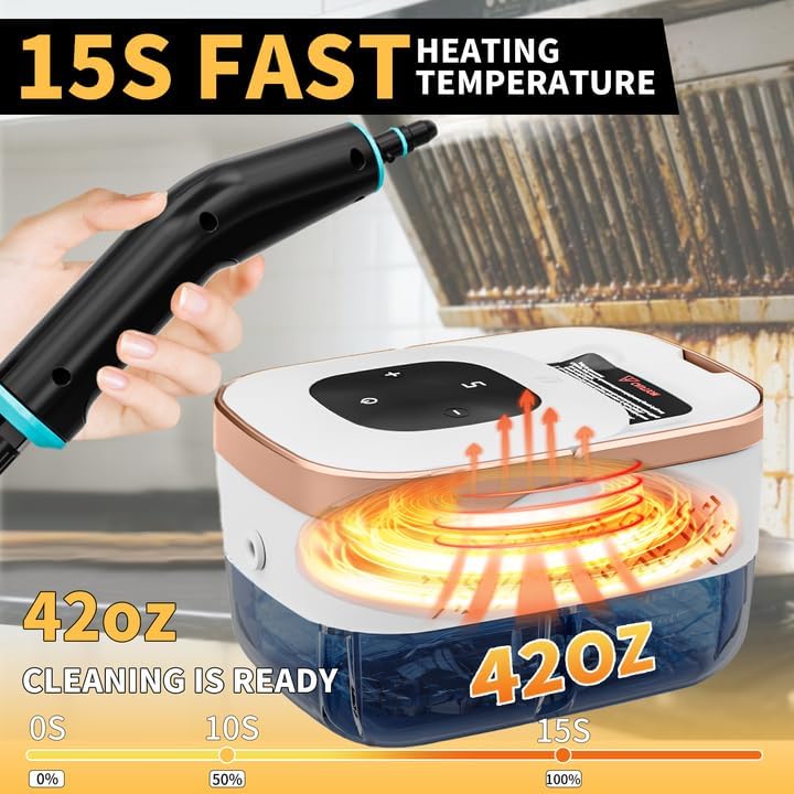 Steam Cleaner, 6 Steam Levels, 42oz Tank & 11 Pieces Accessories, 1500W High-Temperature Steam