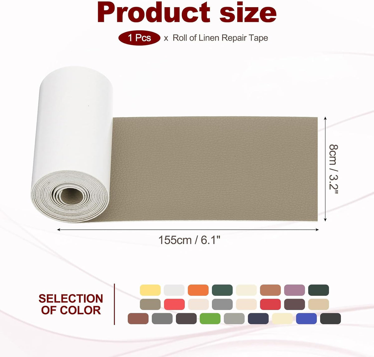 PATIKIL Leather Patches Tape for Furniture, 3.2 x 61 Inch Self Adhesive Vinyl Leather Repair Kit