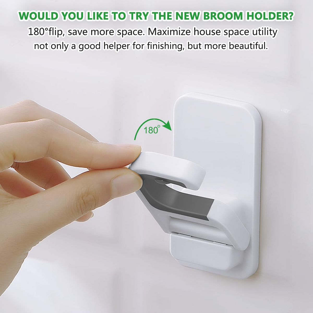 6 pack Broom Holder Wall Mount Mop Holder Broom and Mop Gripper Self Adhesive Peel and Stick