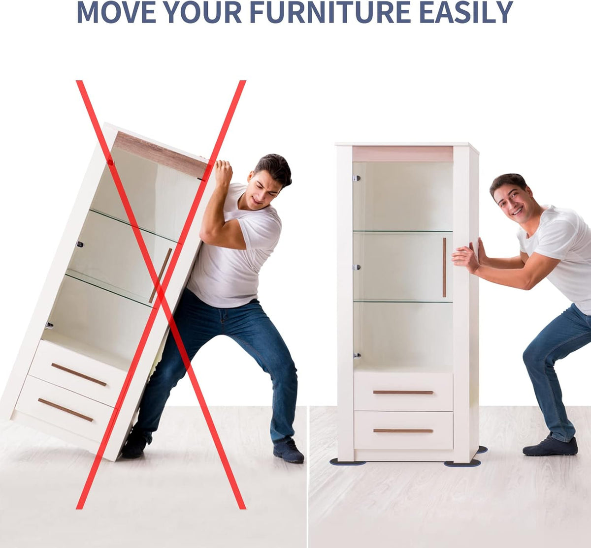 Reusable Large Furniture Movers Sliders for Carpet and Hardwood Floors-8 Pack 9-1/2" Oval Moving