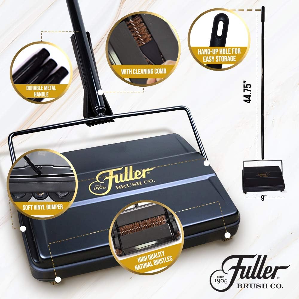 Fuller Brush 17031 Electrostatic Carpet & Floor Sweeper - 9" Cleaning Path - Lightweight - Ideal