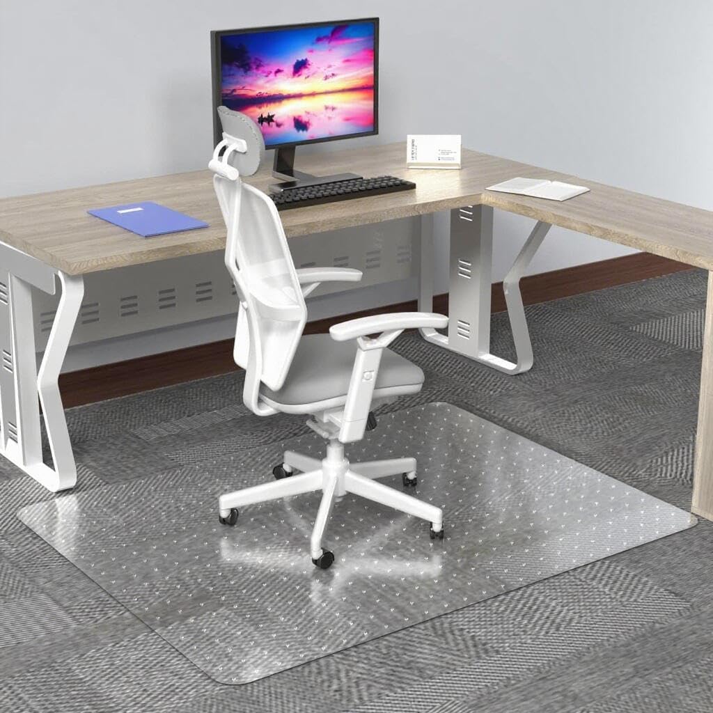 Office Chair Mat for Low Pile Carpet, 48” x 36” Transparent Office Desk Chair Mat for Carpeted