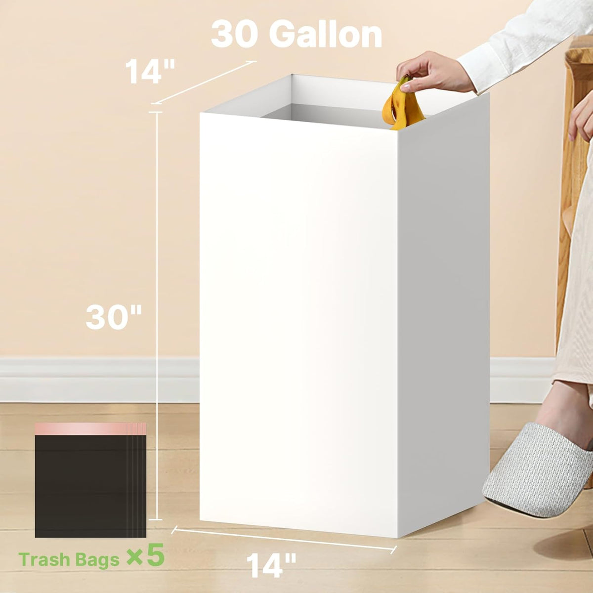 4 Pack Extra Large Disposable Trash Cans, Reusable Portable Garbage Can, 30 Gallon (30" H x 14" W x