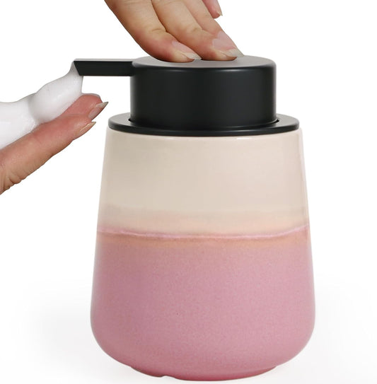INGOFIN Ceramic Foaming Soap Dispenser - 12oz Foam Hand Soap Dispenser Bathroom, Refillable Modern