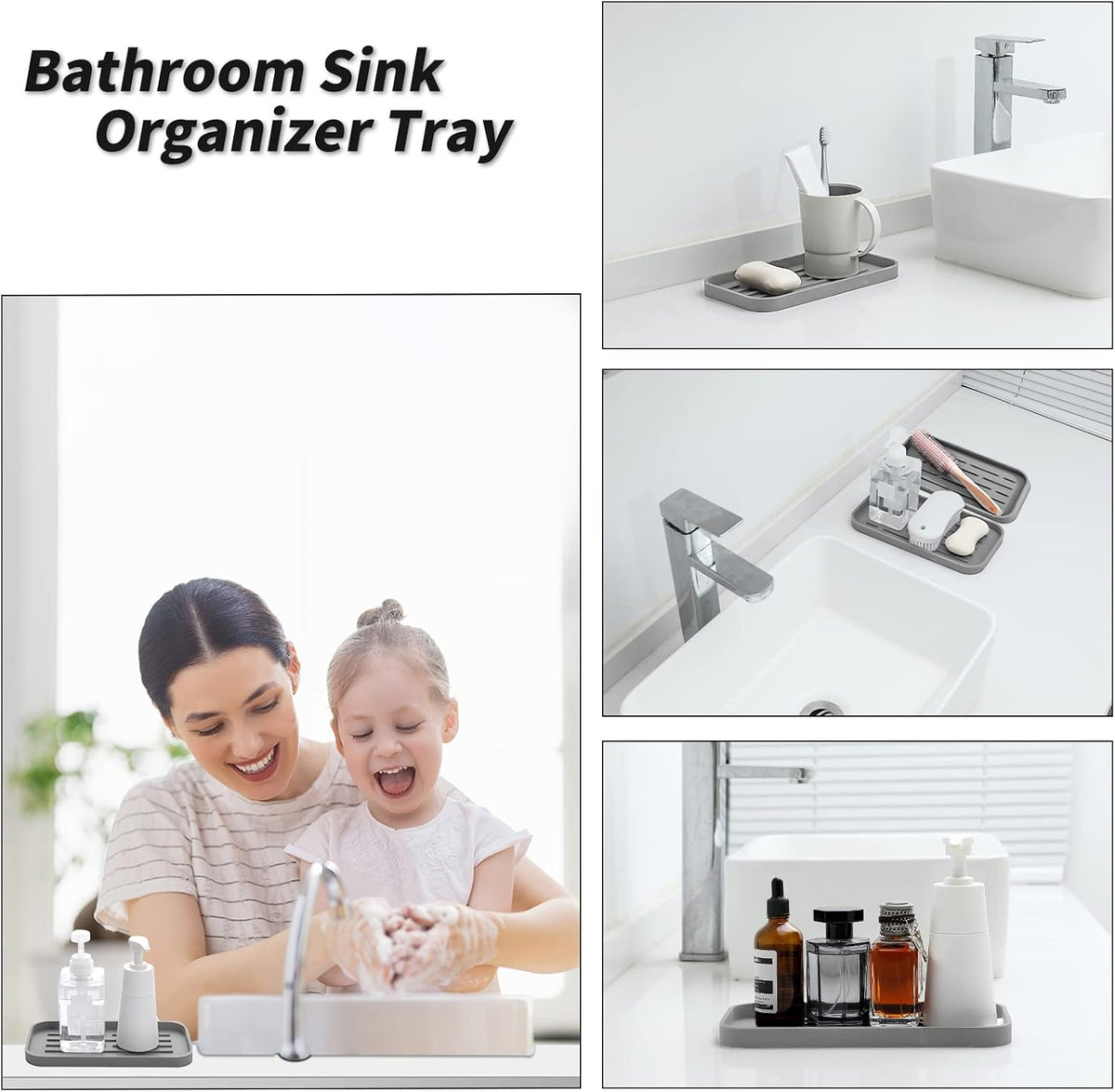 Silicone Kitchen Sink Organizer Tray for Multiple Usage,Eco-Friendly Sponges Holder for Kitchen