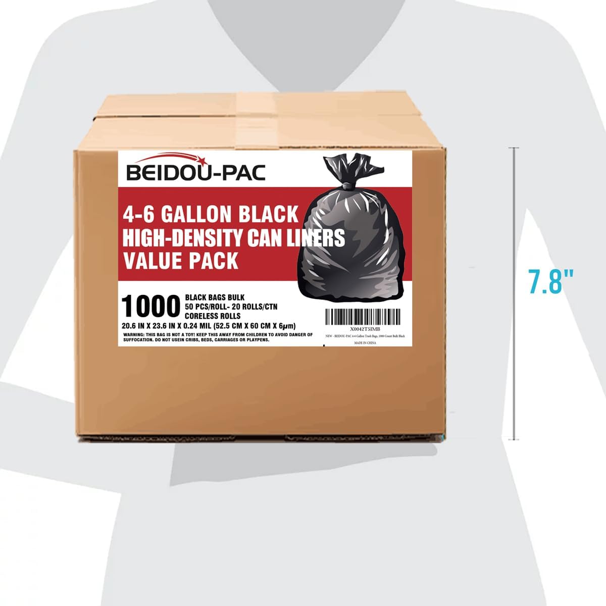 4-6 Gallon Trash Bags, 1000 Count Bulk Value Pack Black Garbage bags, Multi-purpose Trash Can Bin