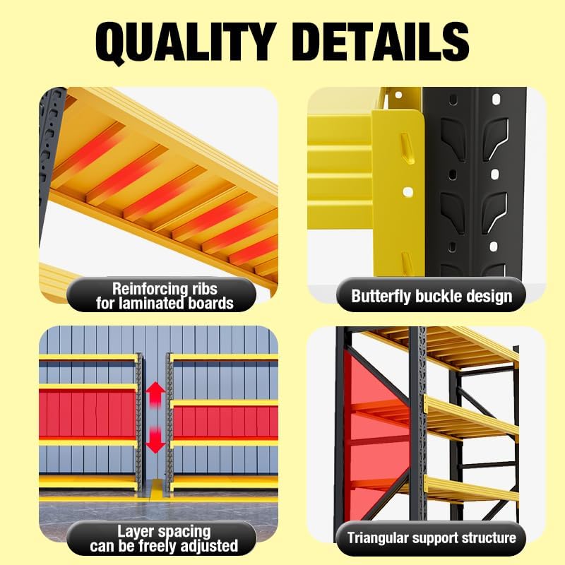 Storage Shelves Heavy Duty, Metal Garage Shelving Units, 4 Tier Storage Rack Shelf, Steel
