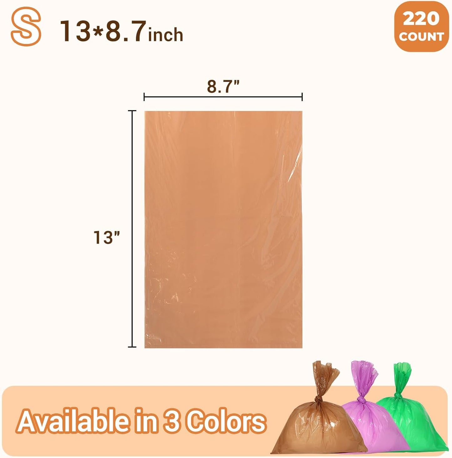 Odor Sealing Small Trash Bags Home & Food Use S-220 Count Disposable Bags, Durable and Unscented