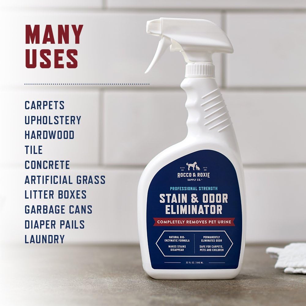 Rocco & Roxie Supply Co. Stain & Strong Odor Eliminator, Enzyme Cleaner, Pet Odor Eliminator for