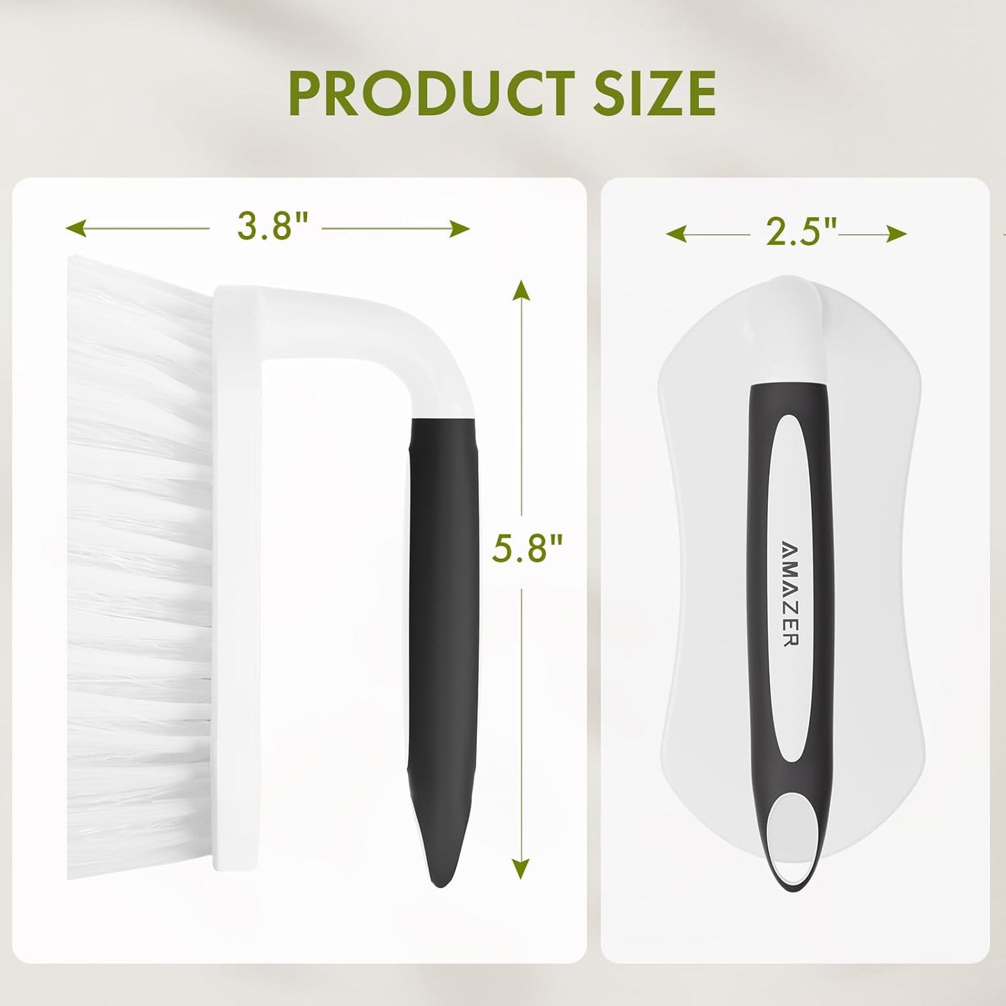 Amazer Scrub Brush for Cleaning Comfort Grip Shower Scrubber Stiff Bristles with Handle Heavy Duty