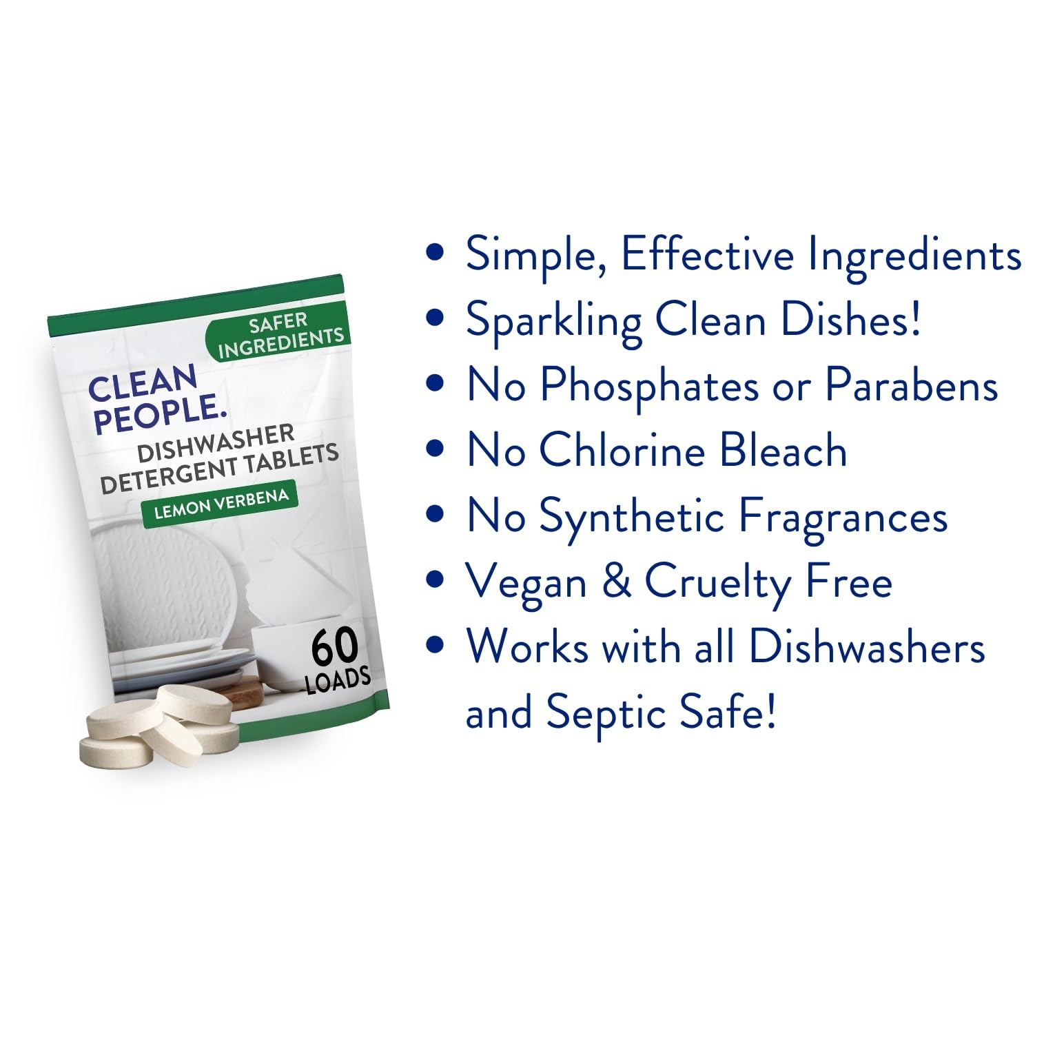 The Clean People Dishwasher Tablets - Cuts Grease & Rinses Sparkling Clean - Residue-Free