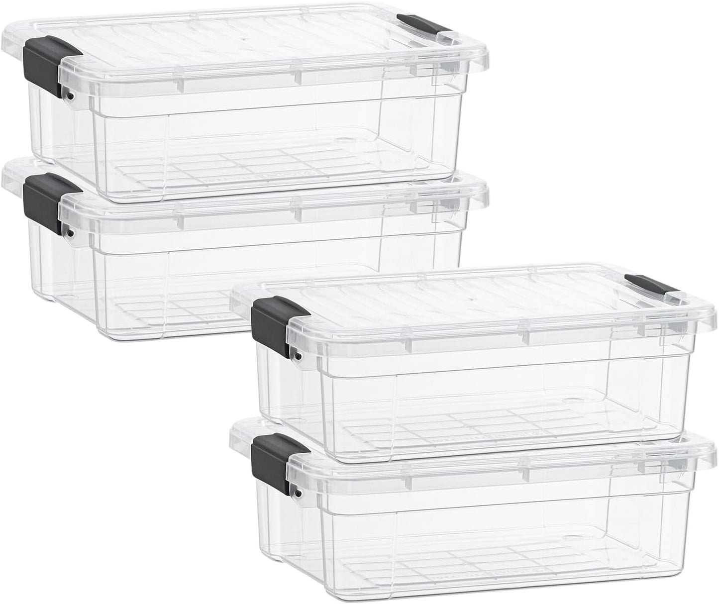 Superio Clear Storage Bins with Lids, Stackable Storage Box with Latches and Handles, Extra Small