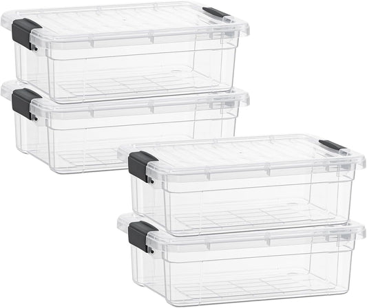 Superio Clear Storage Boxes with Lids, 1.27 Quart Plastic Container Bins for Organizing, Stackable