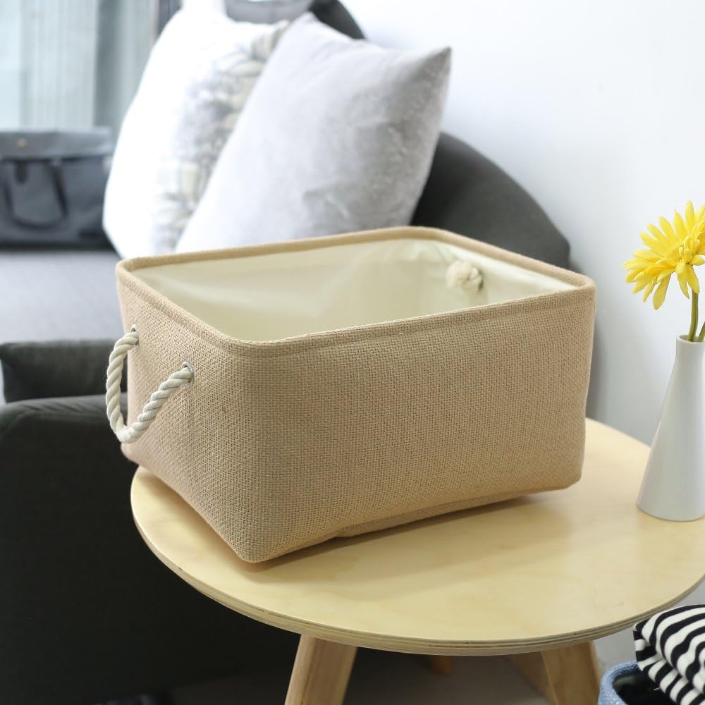 TheWarmHome Decorative Basket Rectangular Small Storage Basket Fabric Storage Bin Organizer Basket