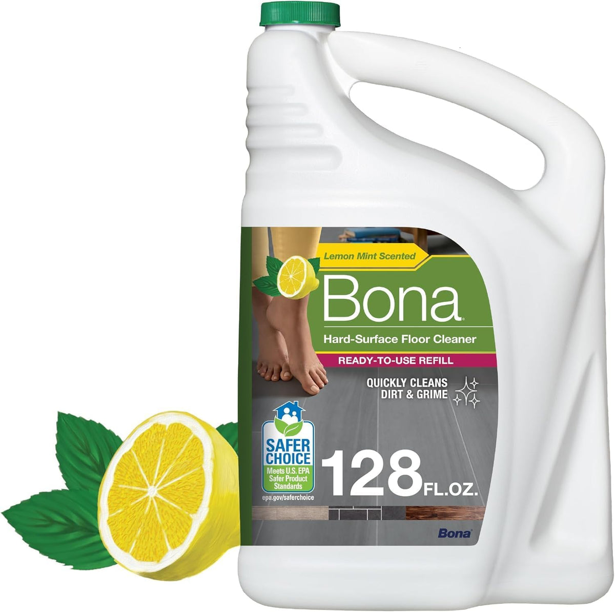Bona Multi-Surface Floor Cleaner Refill - 128 fl oz - Lemon Mint - Residue-Free Floor Cleaning