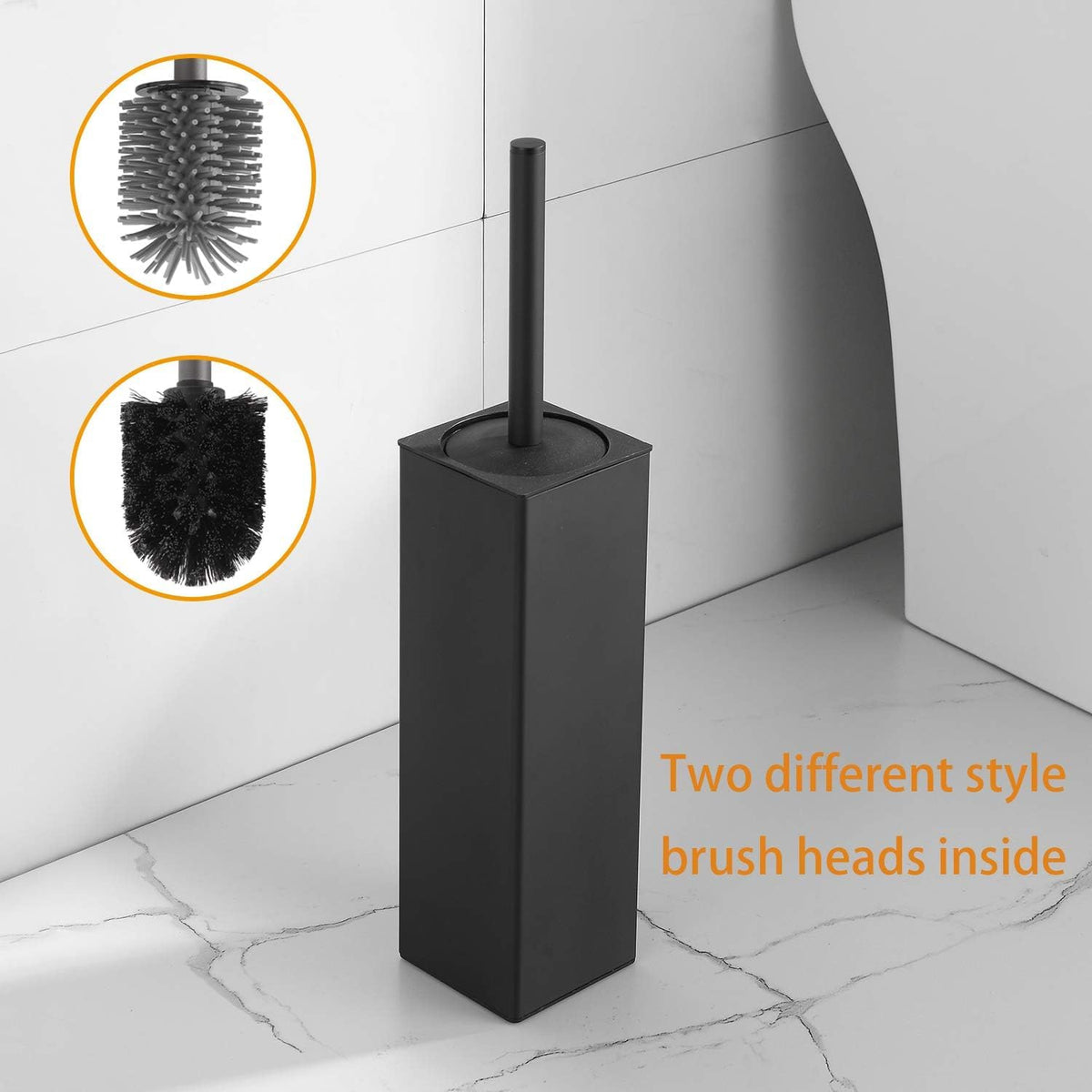 BGL Toilet Brush and Holder Set, Matte Black Freestanding for Bathroom Storage and Organization