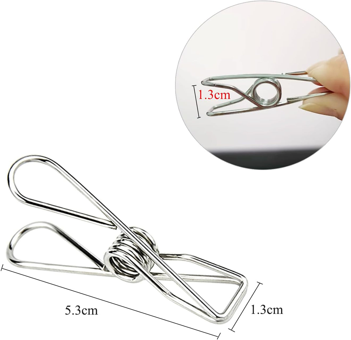 Laundry Clothes Pins Clips 50 Pack, Stainless Steel Heavy Duty Laundry Peg Metal Clip Clothespins
