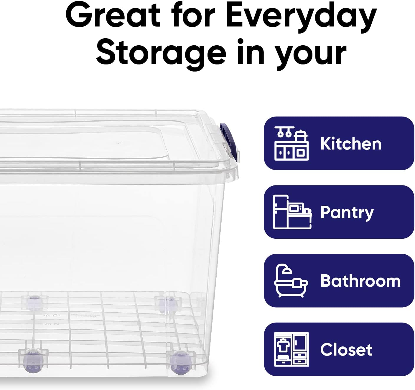 Superio Storage Bins with Lids, Clear Plastic Containers for Organizing, Stackable Totes, BPA Free