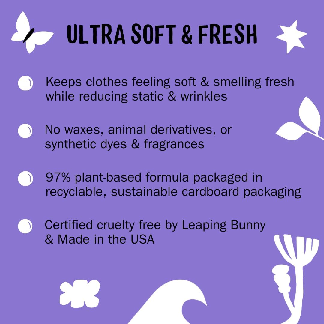 Molly's Suds Fabric Softener Dryer Sheets for Sensitive Skin | Plant-Based Static Reducer