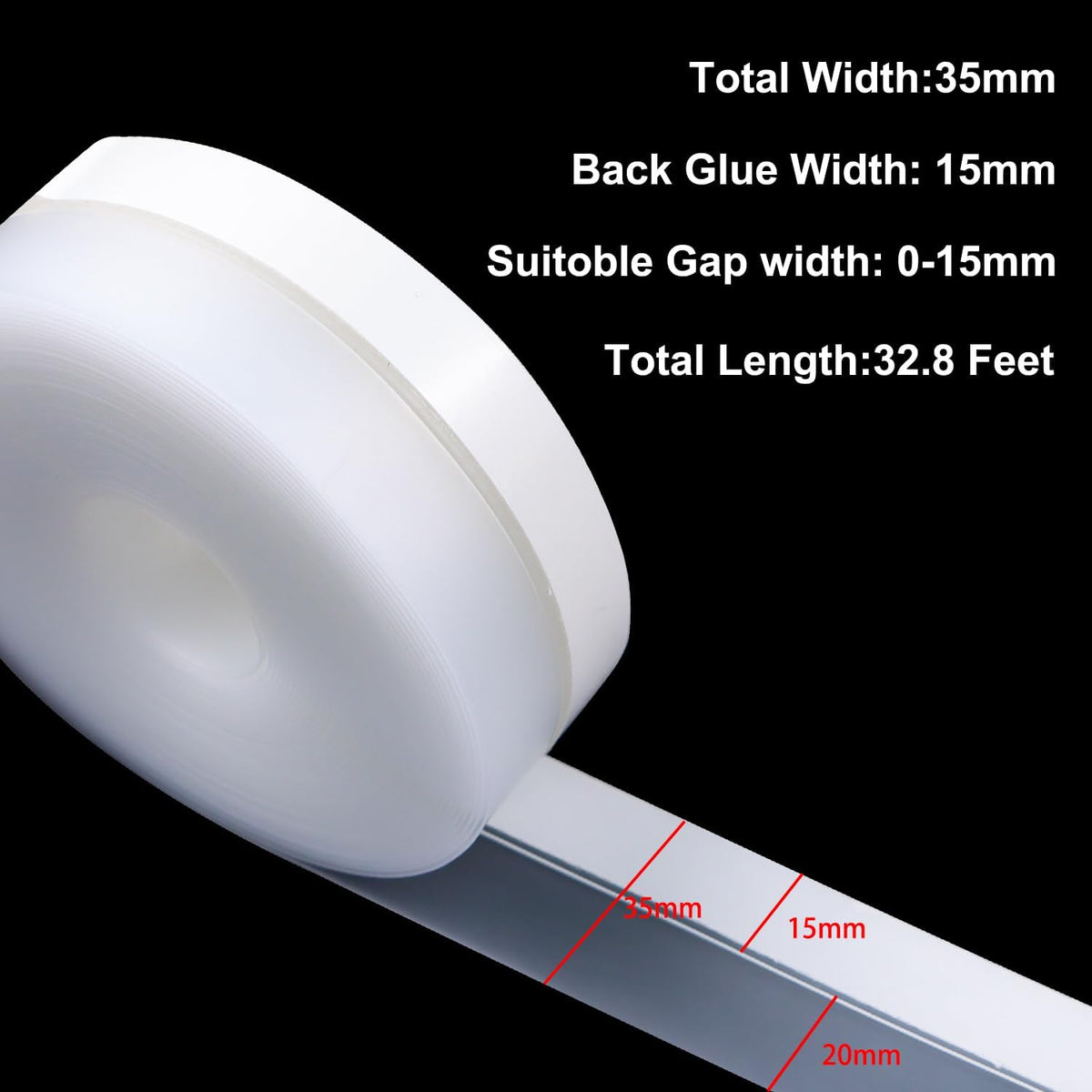 FOURGUN Silicone Weather Stripping Seal Door Tape 35 MM * 33FT Insulates Soundproofs Perfect for