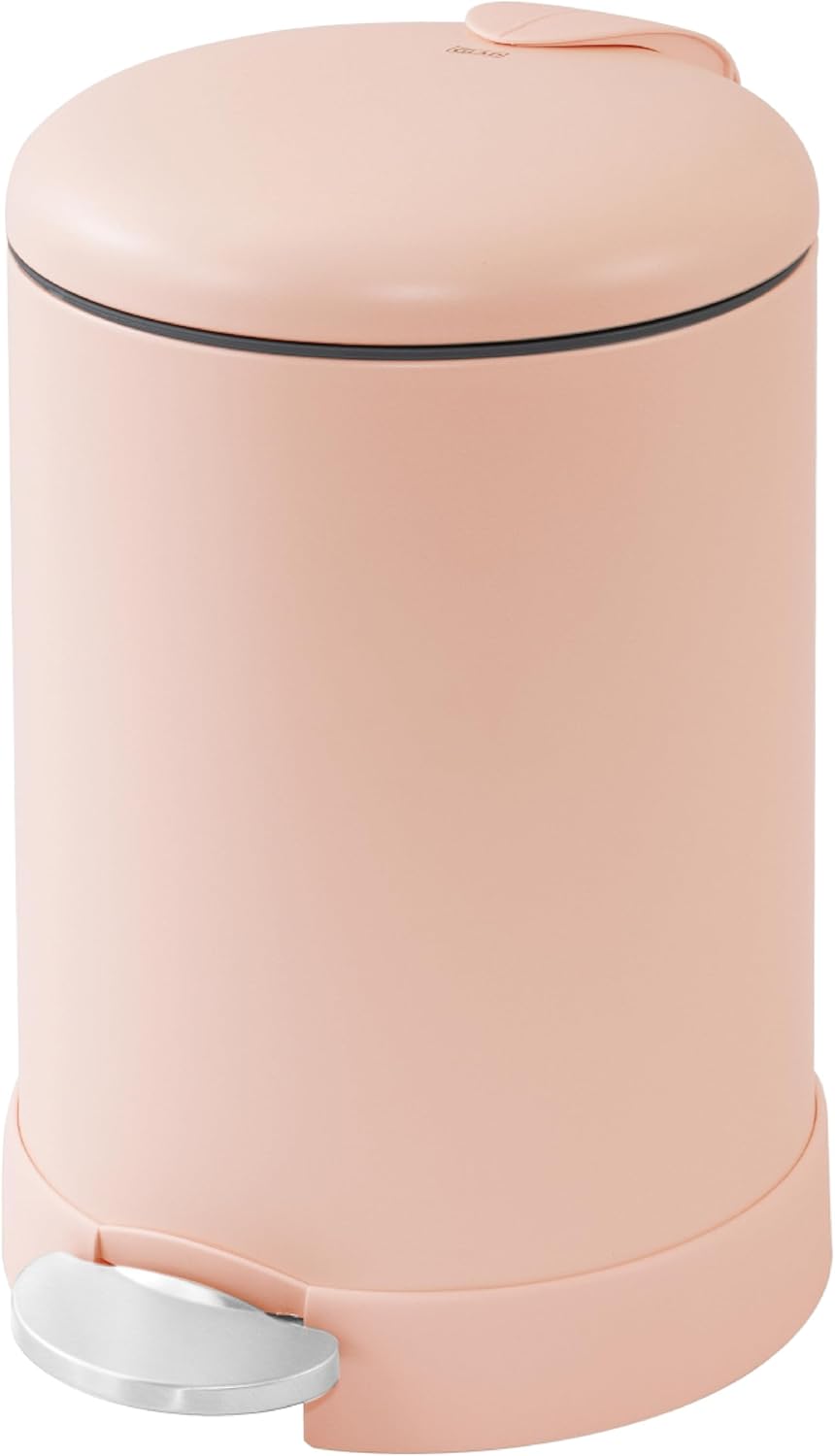 Glad Small Trash Can, 1.2 Gallon | Round Stainless Steel Garbage Bin with Soft Close Lid & Step