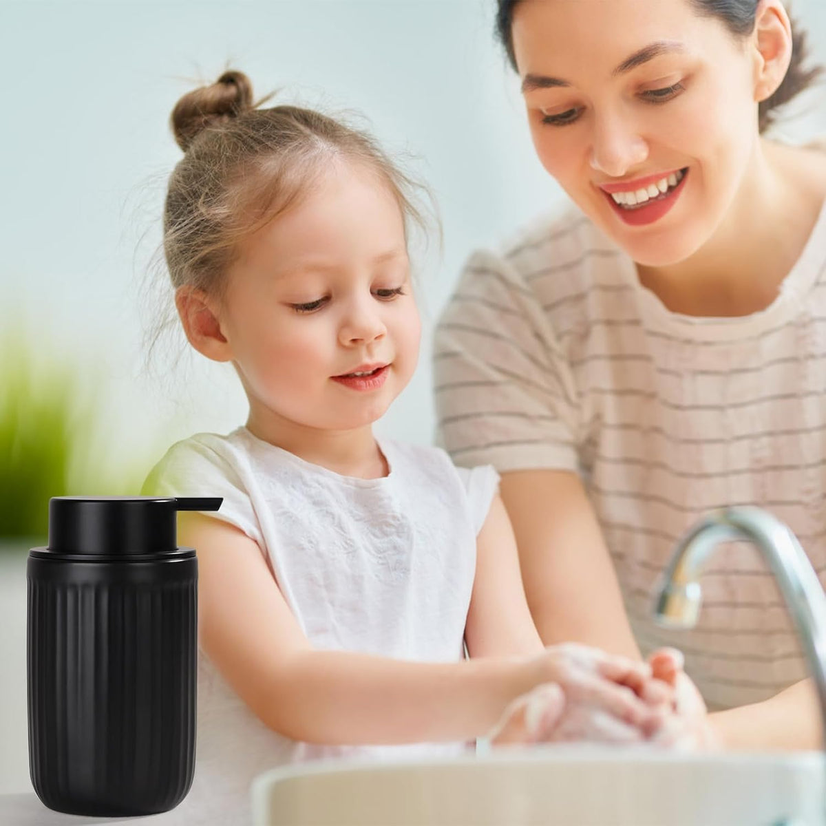 BosilunLife Dish Hand Soap Dispenser - Black Liquid Pump Soap Dispenser for Bathroom Decro 12oz