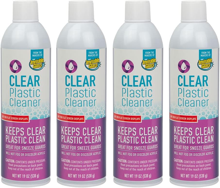 Invisible Glass 91014-4PK Clear Plastic Cleaner - Cleans and Protects Plastic on Electronics