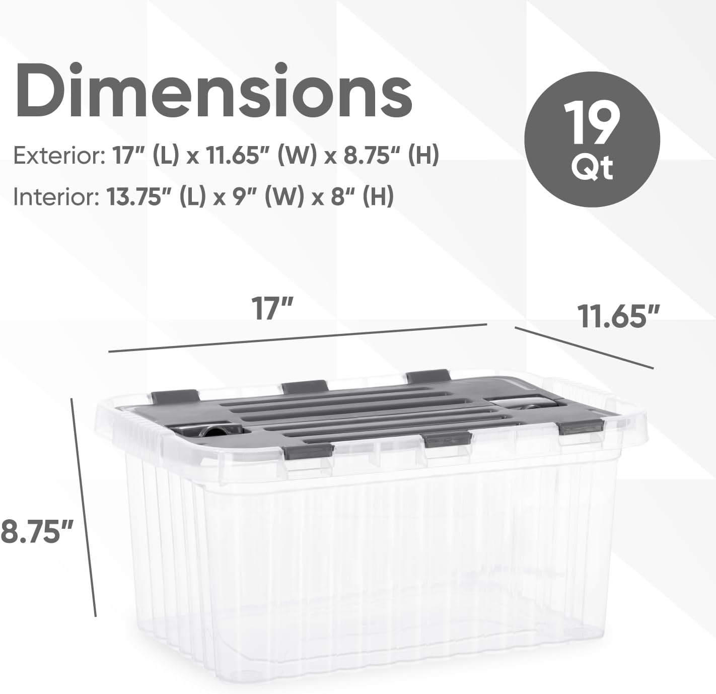 Superio Clear Storage Boxes with Attached Lids, Plastic Container Bins with Hinged Lids for