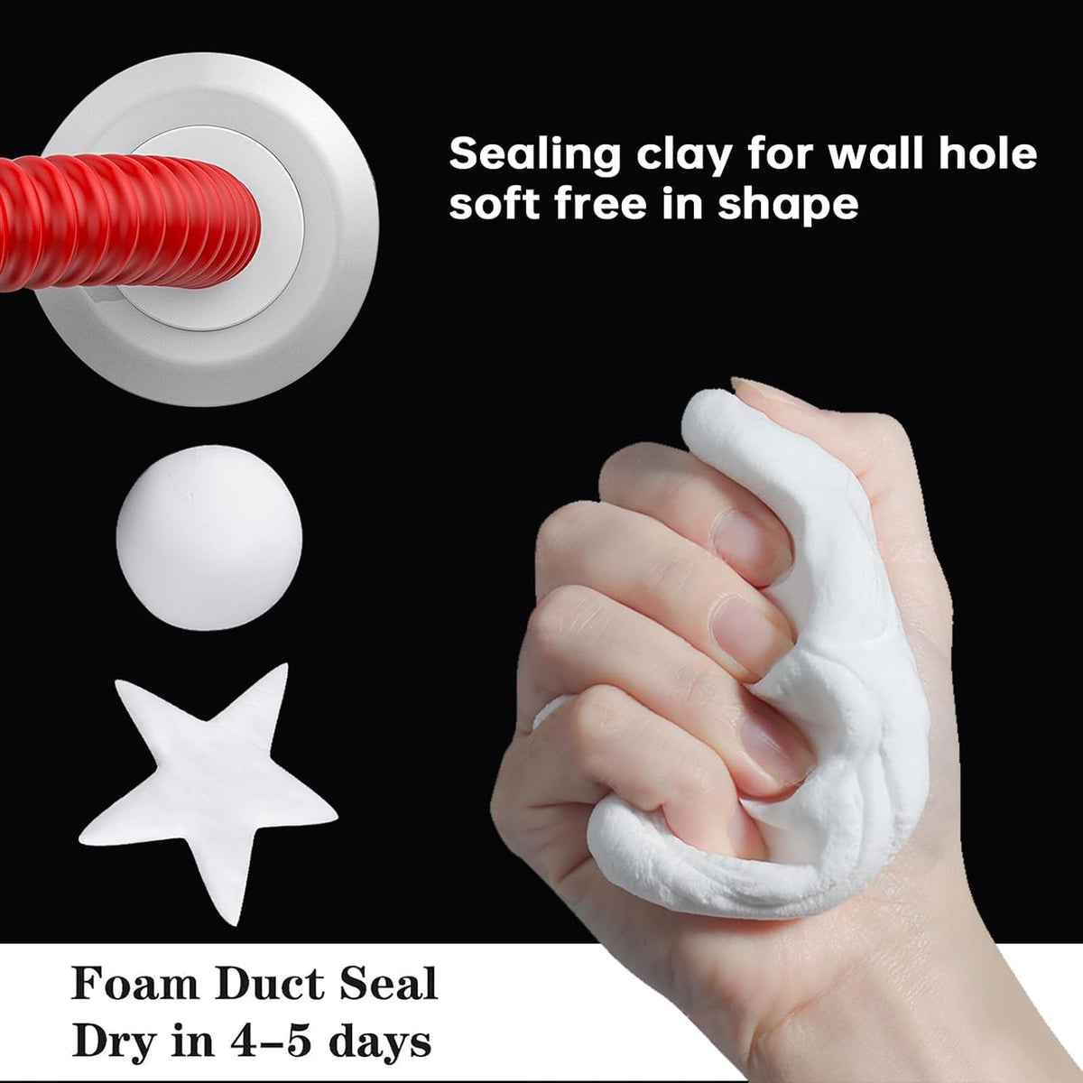 Pack of 4 White Seal Putty Waterproof Duct Seal Repair Sealing Clay, Quick Mending Mud for Drain