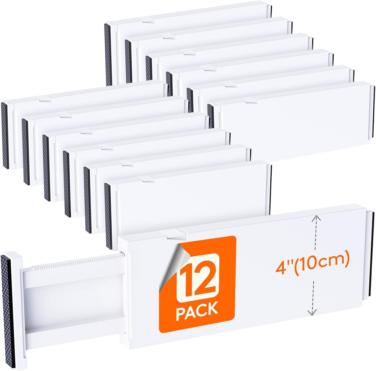 Lifewit 12 Pack Drawer Dividers 4" High,11-17" Adjustable Dresser Drawer Organizers for Clothes