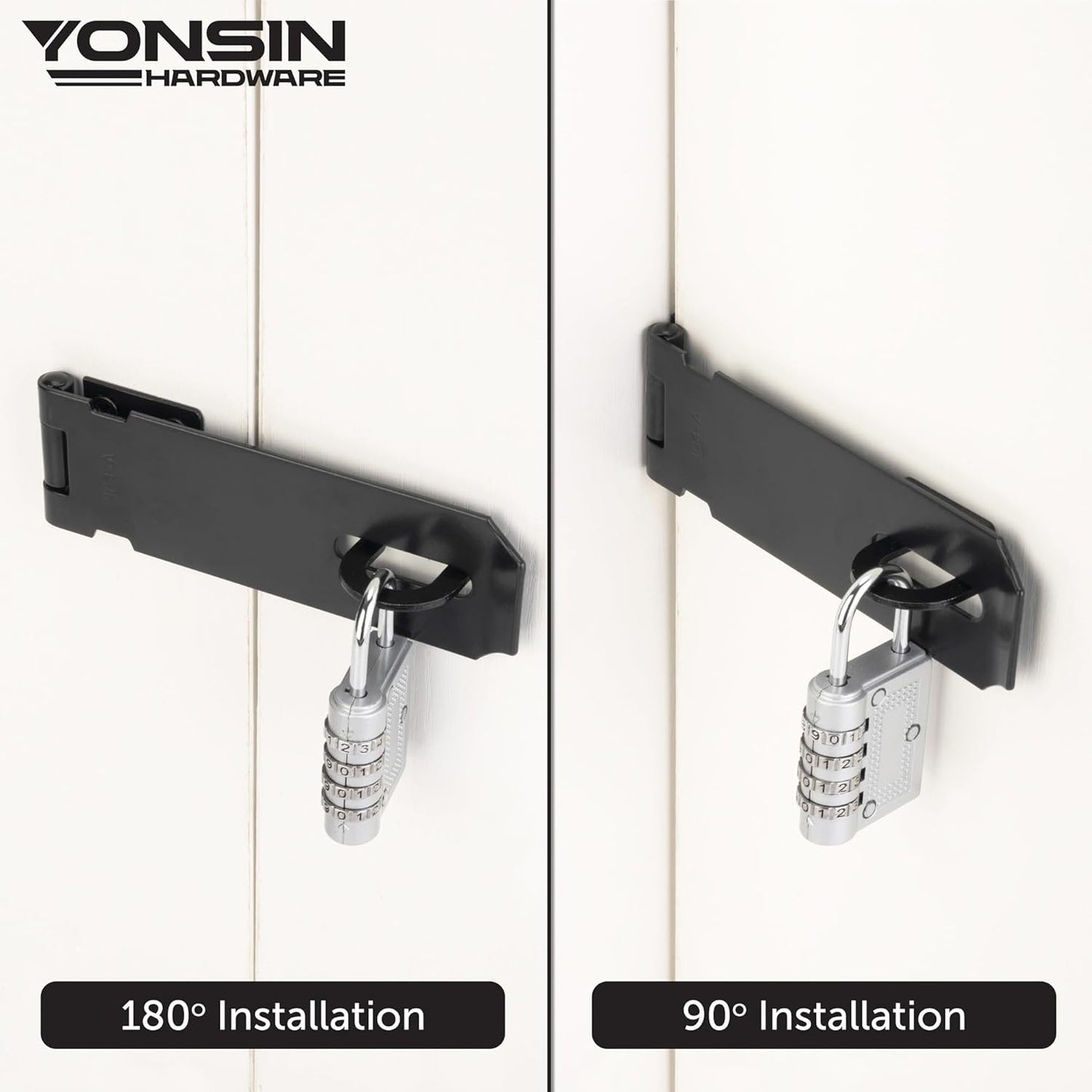 5" Door Padlock Safety Hasp Latch 2 Pcs, Door Hasp Clasp Lock Gate Shed Hasp Latch Lock for Door