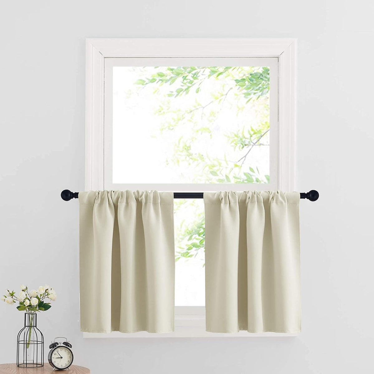 RYB HOME Bathroom Window Curtains - Blackout Curtains Small Window Short Drapes for Kitchen Bedroom