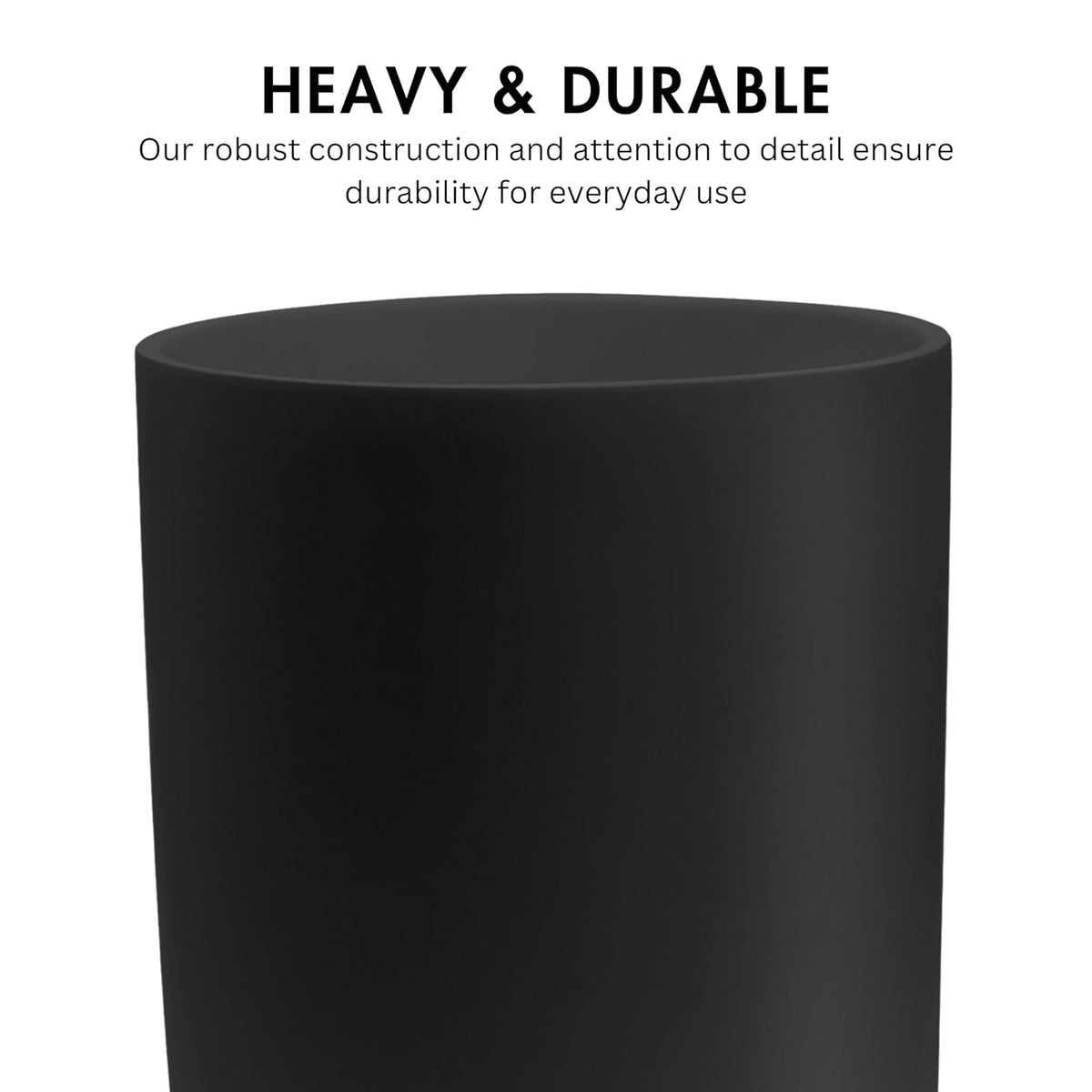 Matte Black Round Compact Trash Can Mini, 2 Gallons / 7.5L Garbage Bin, Tiny Wastebasket for